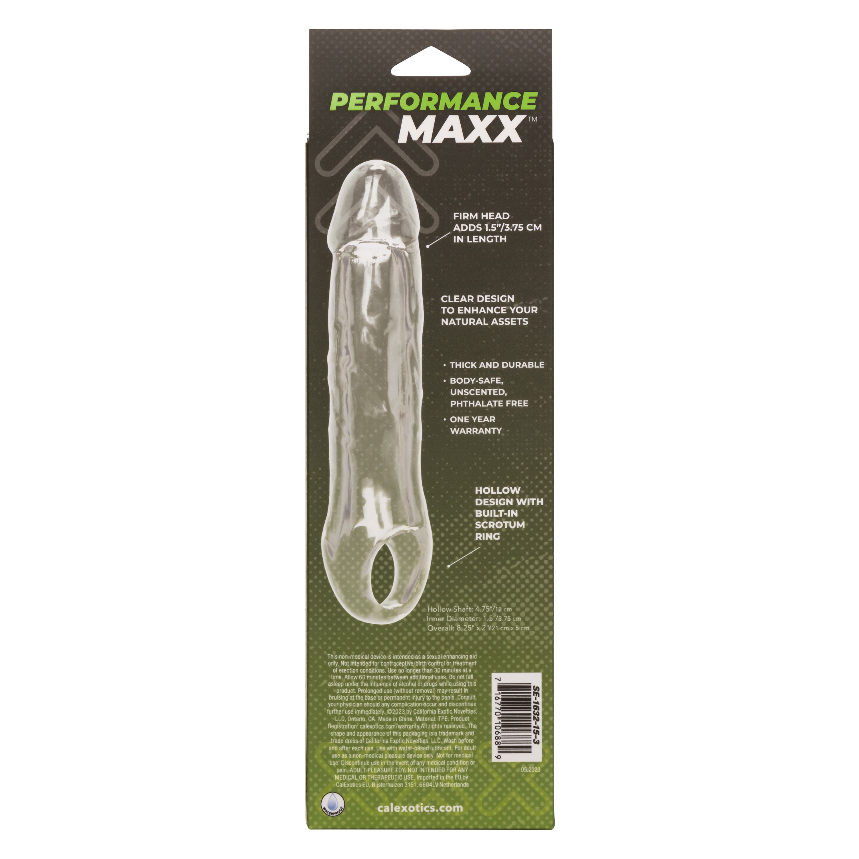 Performance Maxx Clear Penis Extension Sleeve 6.5 Inch Length > Sex Toys For Men > Penis Sleeves