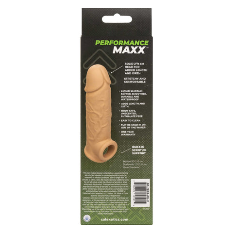 Performance Maxx Life-Like Extension 7 Inch Ivory with Built-In Scrotum Strap and Stretchy Liquid Silicone Sleeve SLEEVES