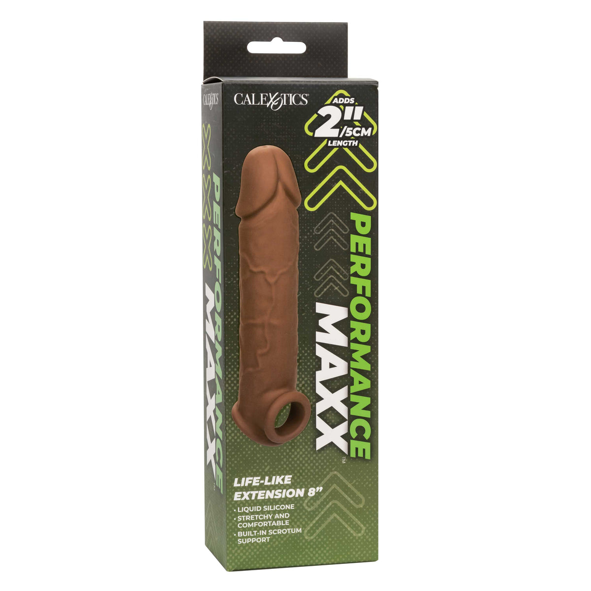 Performance Maxx Life-Like Extension 8 Inch Brown with Built-In Scrotum Strap and Hollow Design > Sex Toys For Men > Penis Sleeves