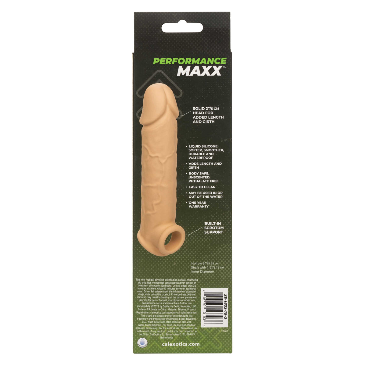 Performance Maxx Life-Like Extension 8 Inch Ivory with Scrotum Strap and Thick Sleeve > Sex Toys For Men > Penis Sleeves