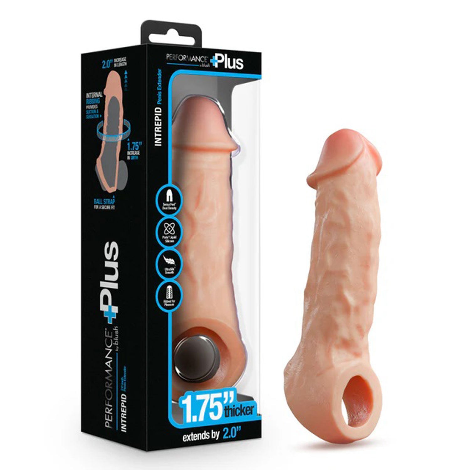 Performance Plus Intrepid 2 Inch Silicone Penis Extender Beige SLEEVES