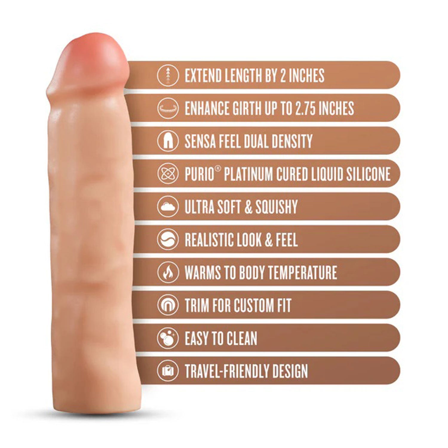 Performance Plus Silicone Penis Extender 2 Inch Beige Sleeve SLEEVES