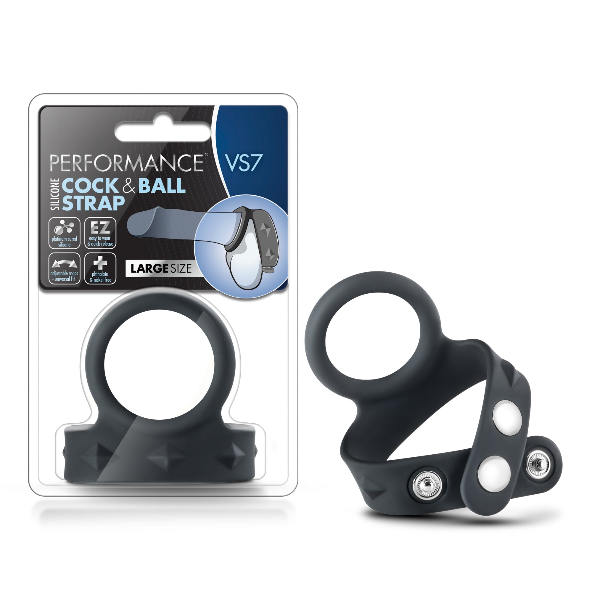 Performance VS7 Silicone Cock & Ball Strap - 2 Inch Black Ring > Cock Ring > Adjustable