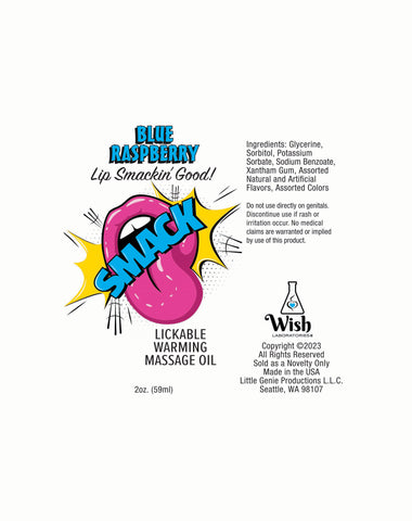 Smack Warming Lickable Massage Oil Blue Raspberry 2 Oz Default Title Massage Oil