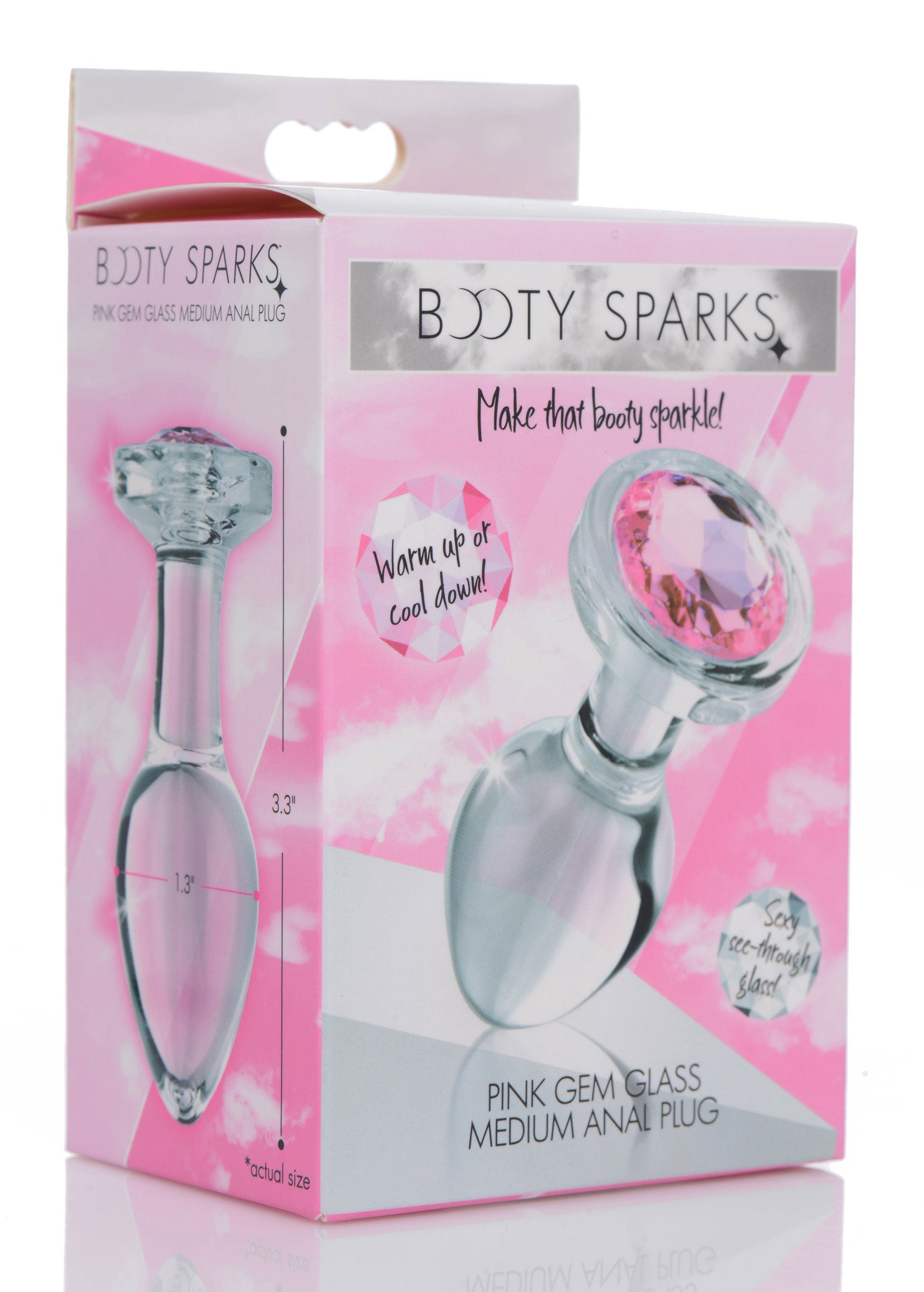 Pink Gem Glass Medium Anal Plug Smooth Secondary image