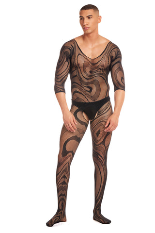 Pink Lipstick Supernova 2pc Bodysuit Set Small Medium Black Bodystocking