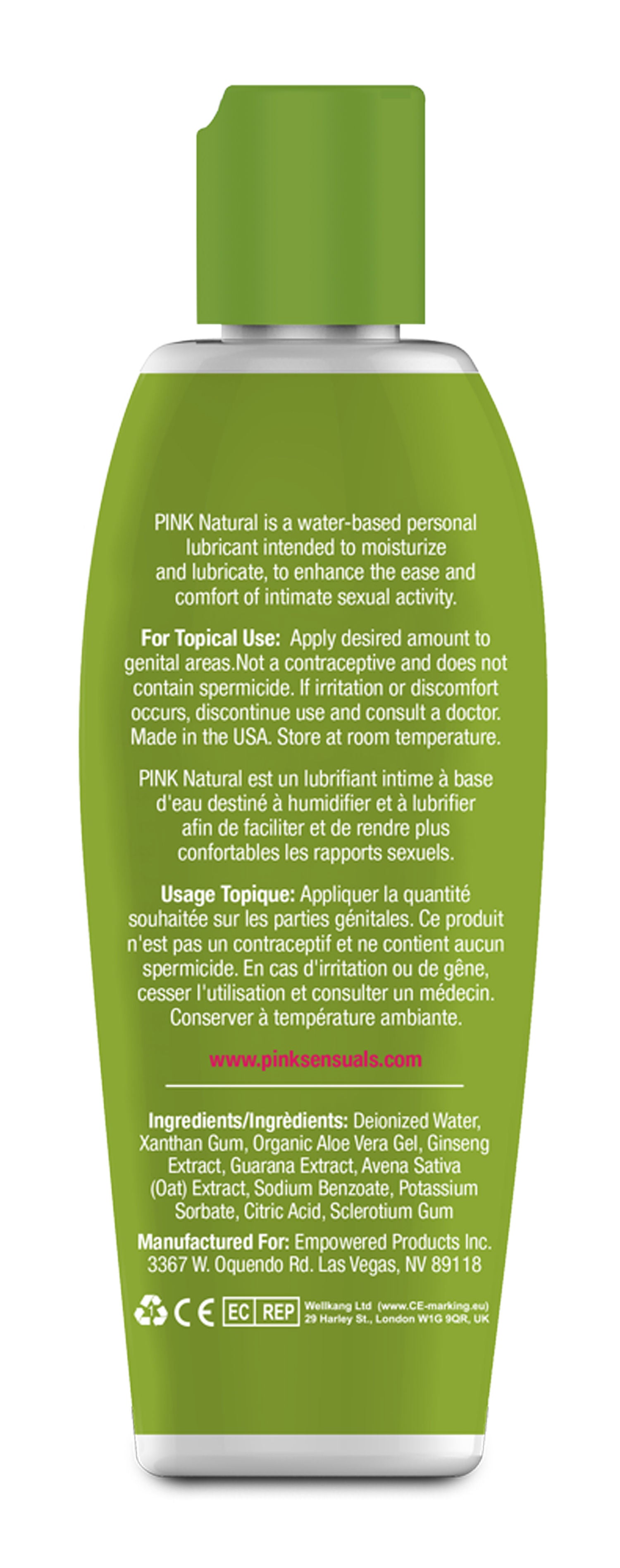 Pink Natural 4.7 Oz Water-Based Lubricant with Aloe Vera Extract Speciality Lubricants