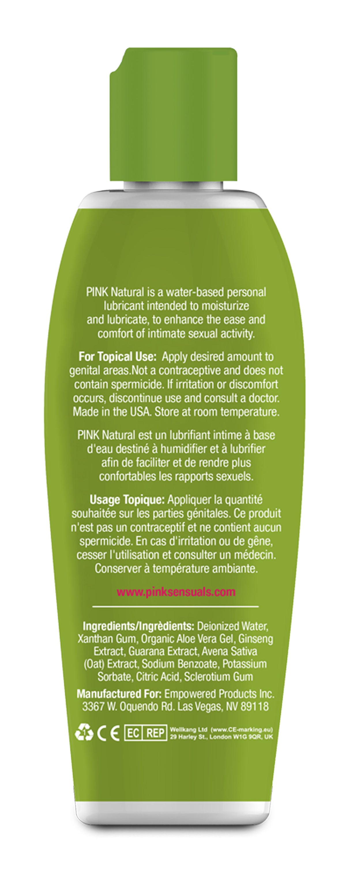 Pink Natural 4.7 Oz Water-Based Lubricant with Aloe Vera Extract > Lube > Water Based