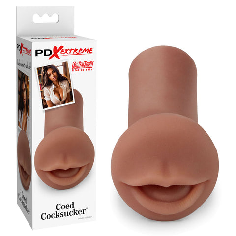 Pipedream Extreme Toyz Coed Cocksucker Brown Mouth Stroker Strokers - Manual