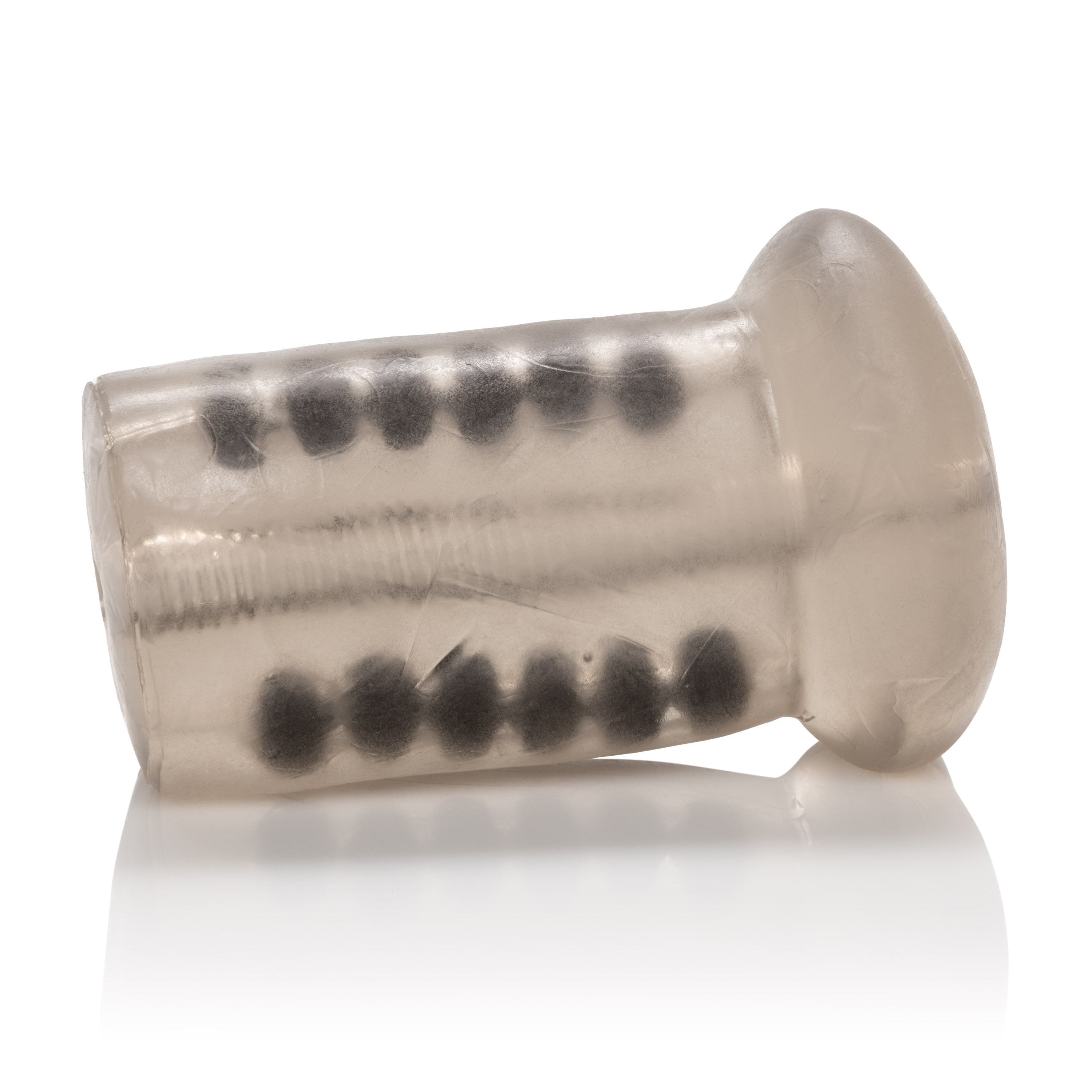 Colt Beaded Stroker Ribbed Shaft Masturbator with Superior Suction and Two Rows of Power Beads in Transparent Black Gray Strokers - Manual