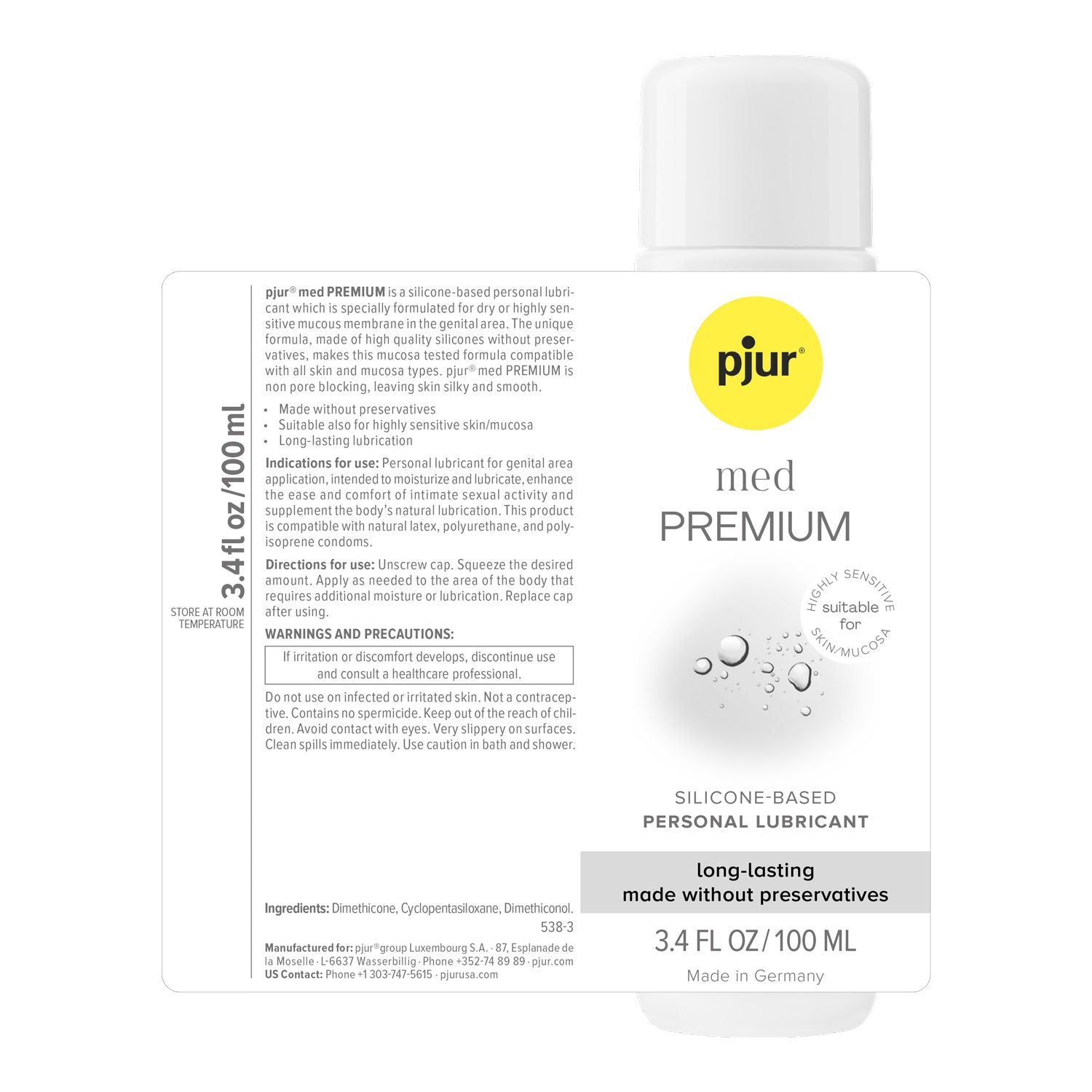 Pjur Med Premium Glide Silicone Lubricant Long Lasting 100ml Silicone Lubricant