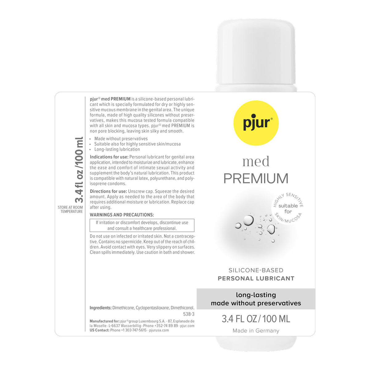Pjur Med Premium Glide Silicone Lubricant Long Lasting 100ml > Lube > Silicone
