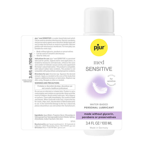 Pjur Med Sensitive Glide Water Based Personal Lubricant 100ml Water Based Lube