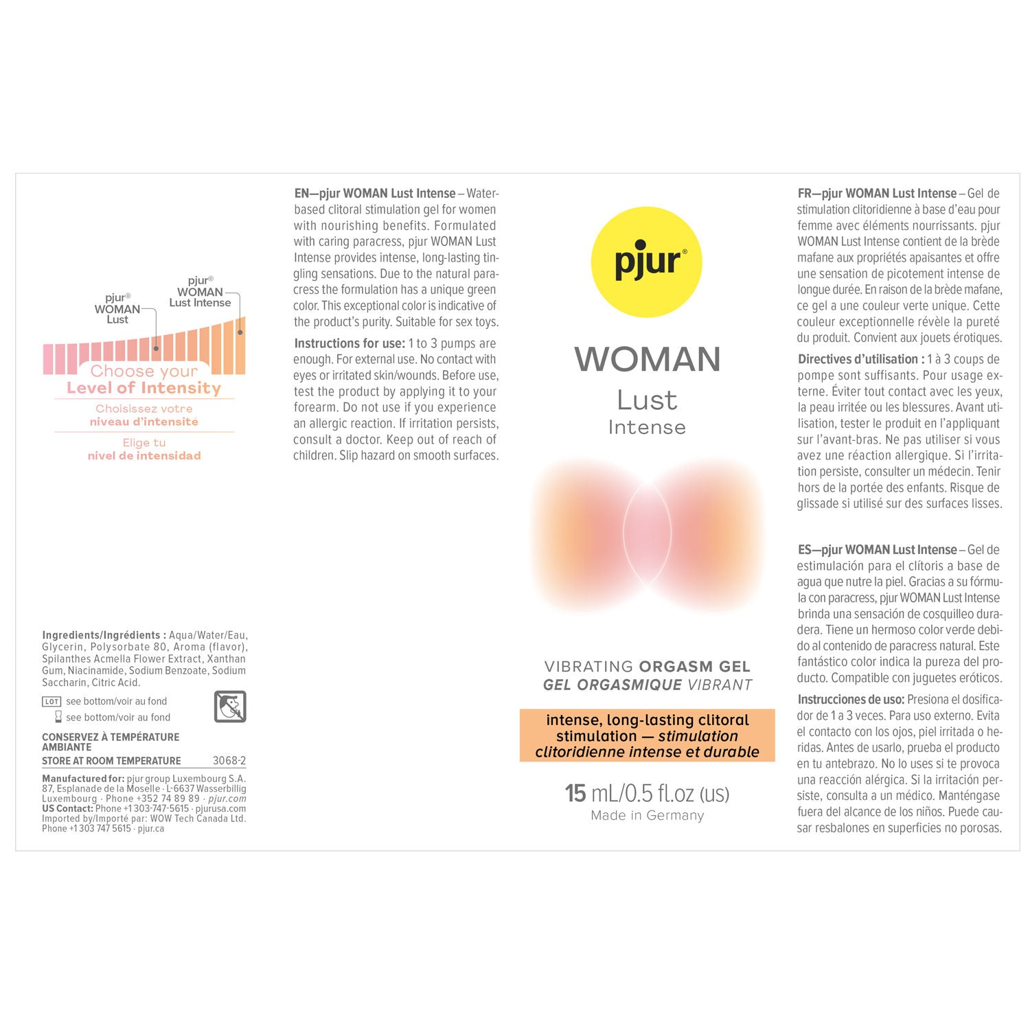 Pjur Woman Lust Intense Clitoral Stimulation Gel 15 ml Enhancers Female