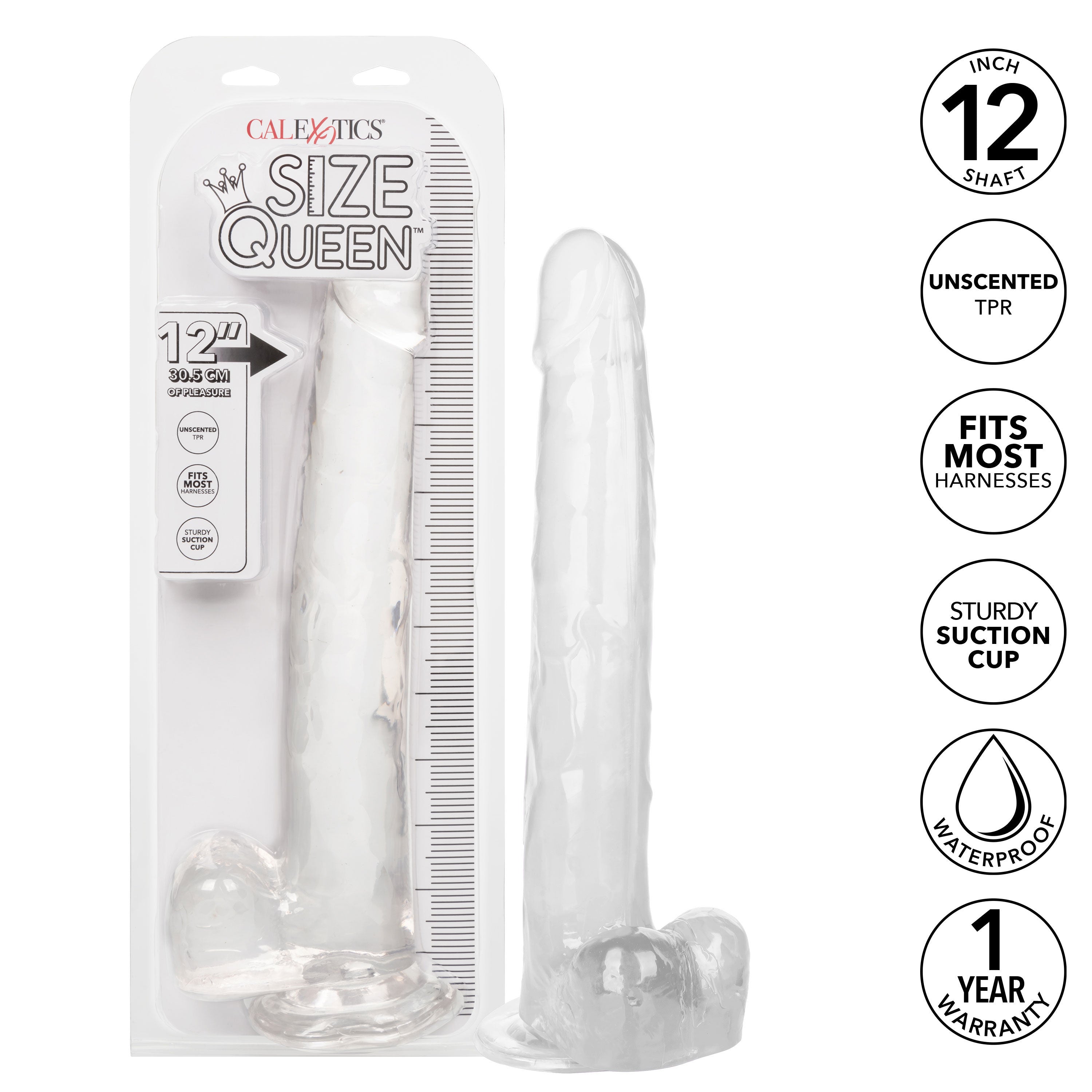 Size Queen 12 Inch Realistic Dildo Clear Large Thick Dong Clear Dongs Big