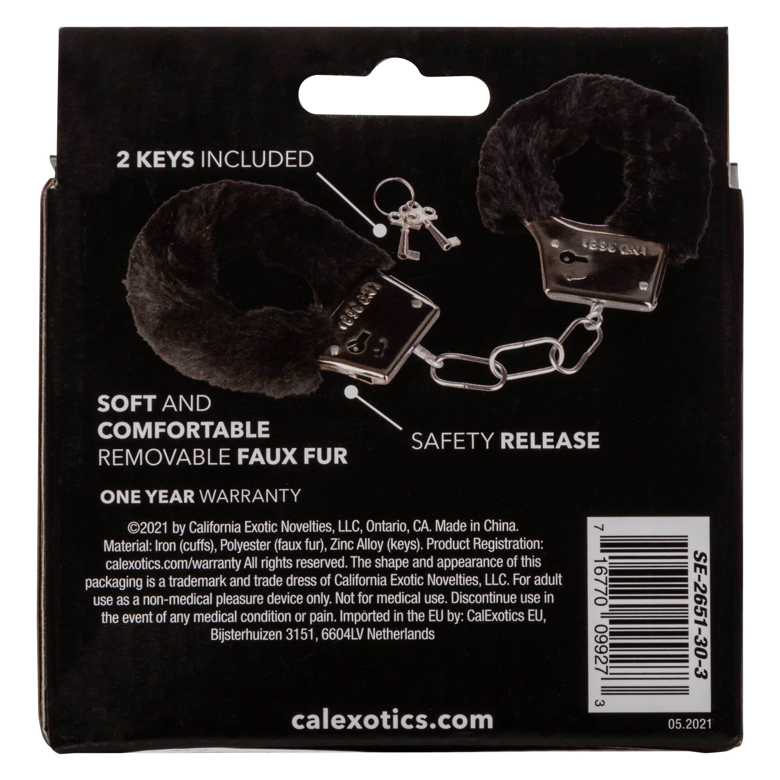 Playful Furry Cuffs (Black) – Adjustable Faux Fur Handcuffs Secondary image