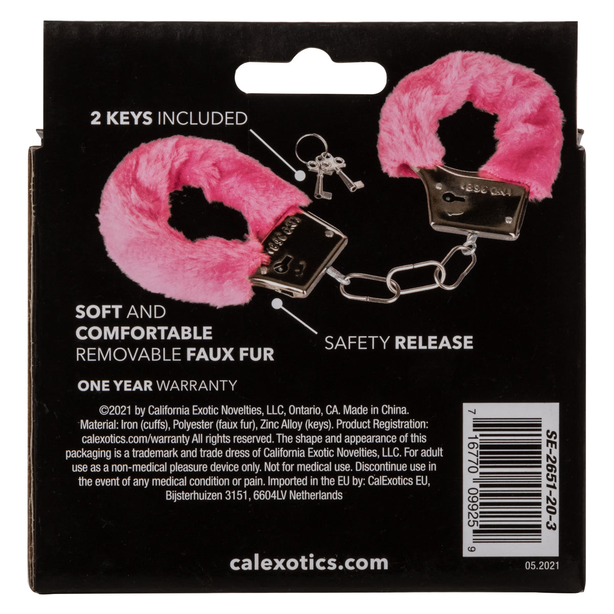 Playful Furry Cuffs Pink Plush Faux Fur Covered Adjustable Handcuffs with Lock and Keys > Bondage Gear > Handcuffs