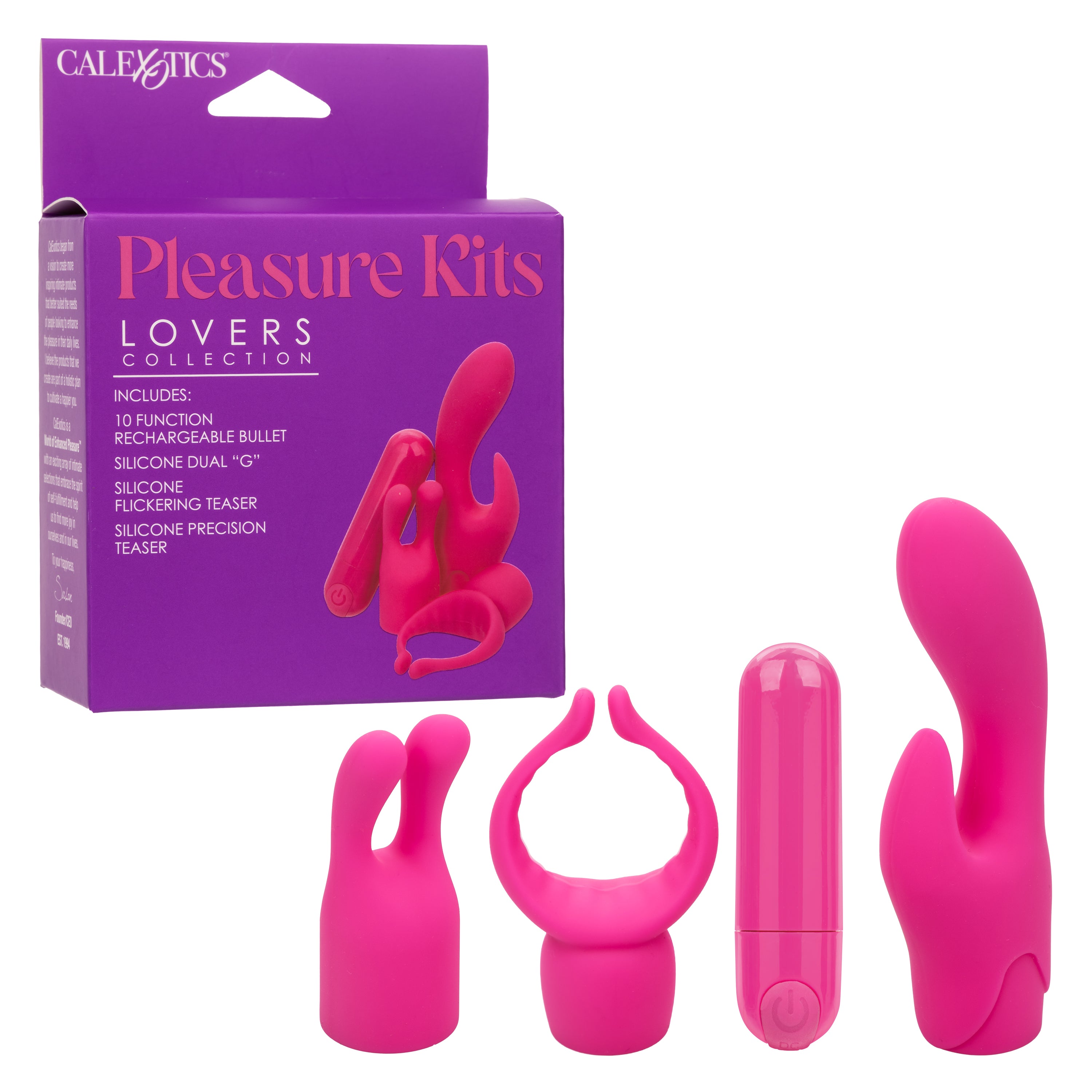 Pleasure Kits Lovers Collection with Rechargeable Bullet and Silicone Pleasure Tips > Sex Toys > Sex Kits