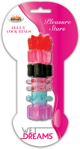 Pleasure Stars Jelly Cock Rings Set with Soft Stretchy Silicone Cock Rings Vibrating