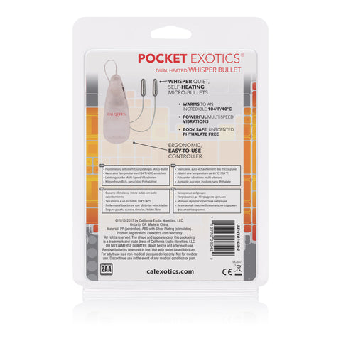 Pocket Exotics Dual Heated Whisper Bullets Vibrator Clear Vibrators