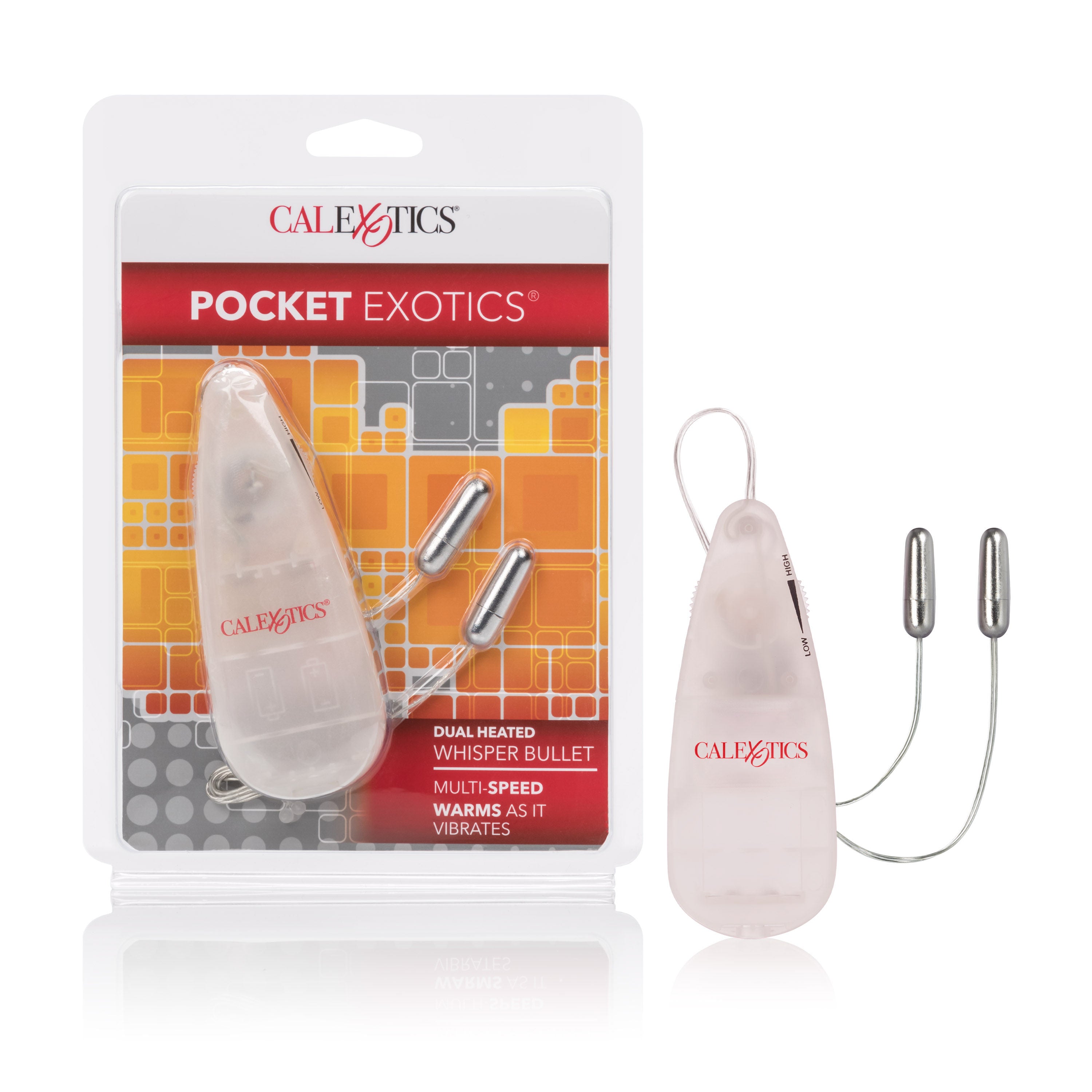 Pocket Exotics Dual Heated Whisper Bullets Vibrator Clear Vibrators