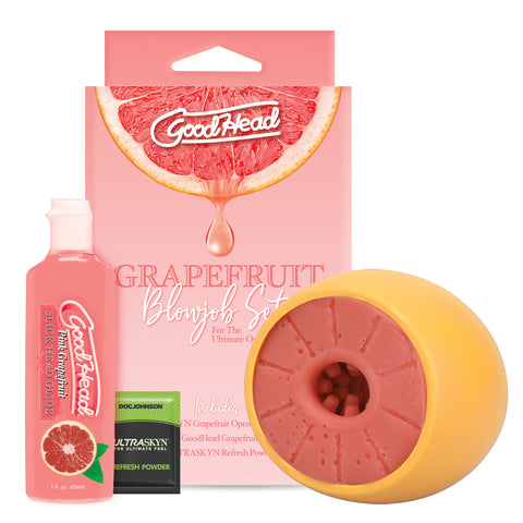 Goodhead Grapefruit Blowjob Set With Flavored Glide Sleeve Oral Gels & Sprays