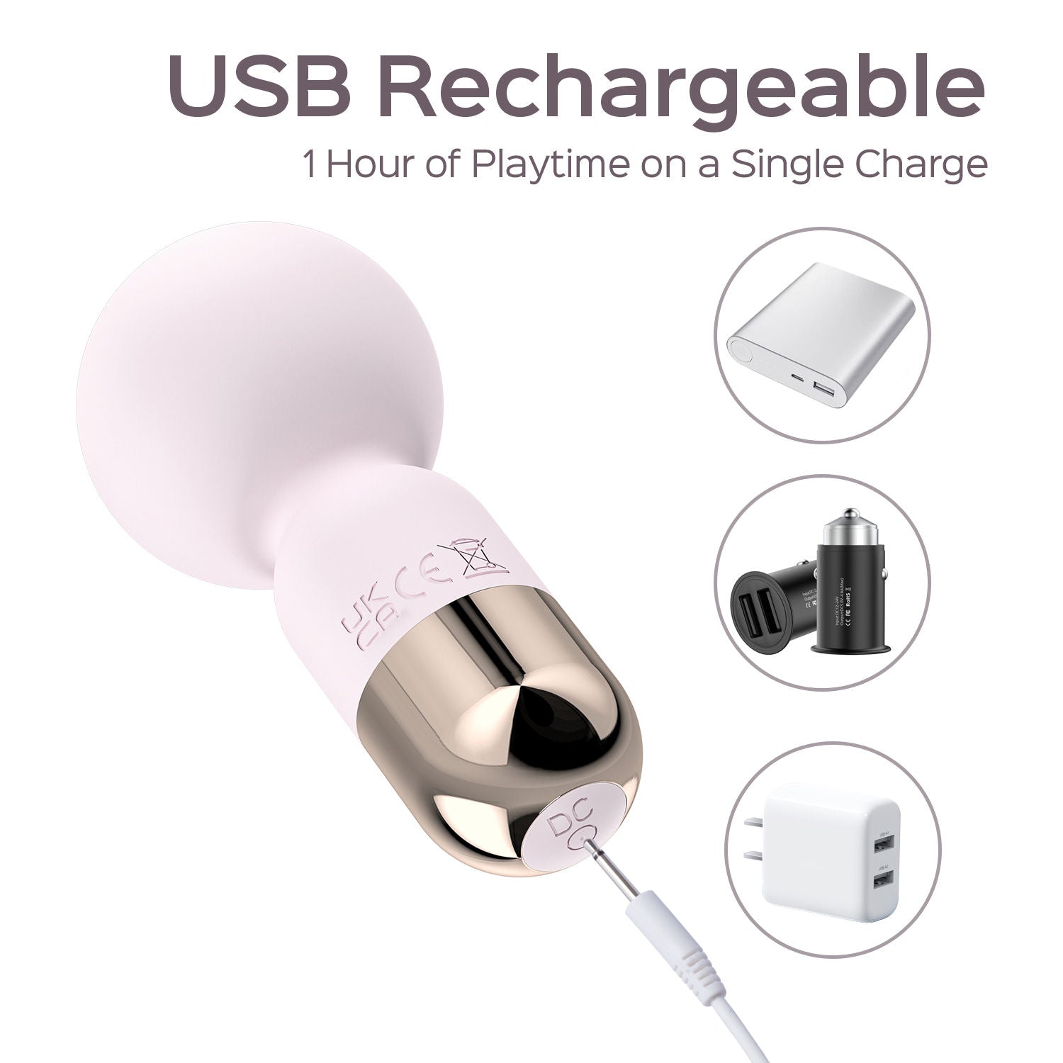 Pokewan Mini Wand Massager Pink Powerful Clit Stimulator Electric Massager