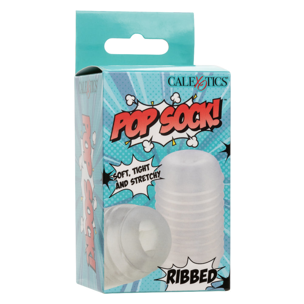 Pop Sock Ribbed Clear Soft Tight Stretchy Reversible Masturbator Sleeve Strokers - Cup|Egg