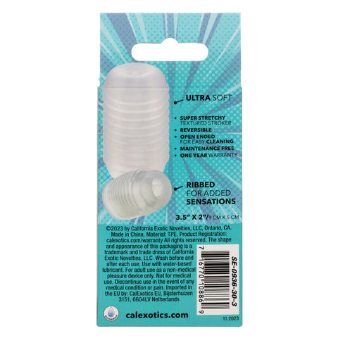 Pop Sock Ribbed Clear Soft Tight Stretchy Reversible Masturbator Sleeve Strokers - Cup|Egg