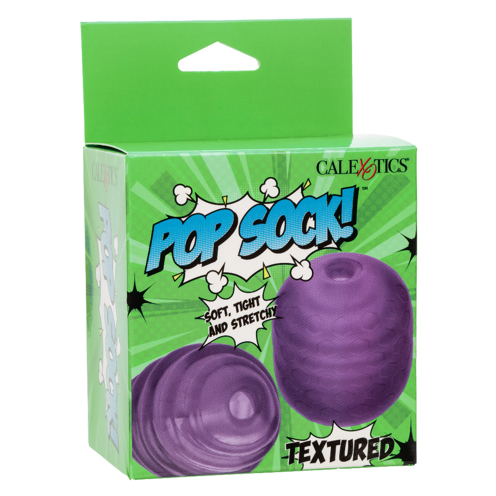 Pop Sock Textured Reversible Masturbator Purple Soft Tight Stretchy Sleeve Strokers - Manual