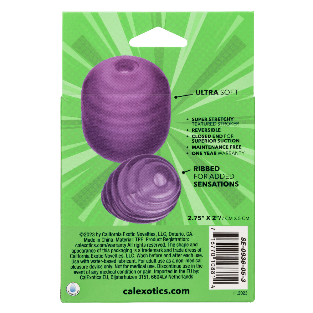 Pop Sock Textured Reversible Masturbator Purple Soft Tight Stretchy Sleeve Strokers - Manual