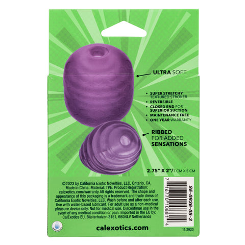 Pop Sock Textured Reversible Masturbator Purple Soft Tight Stretchy Sleeve Strokers - Manual