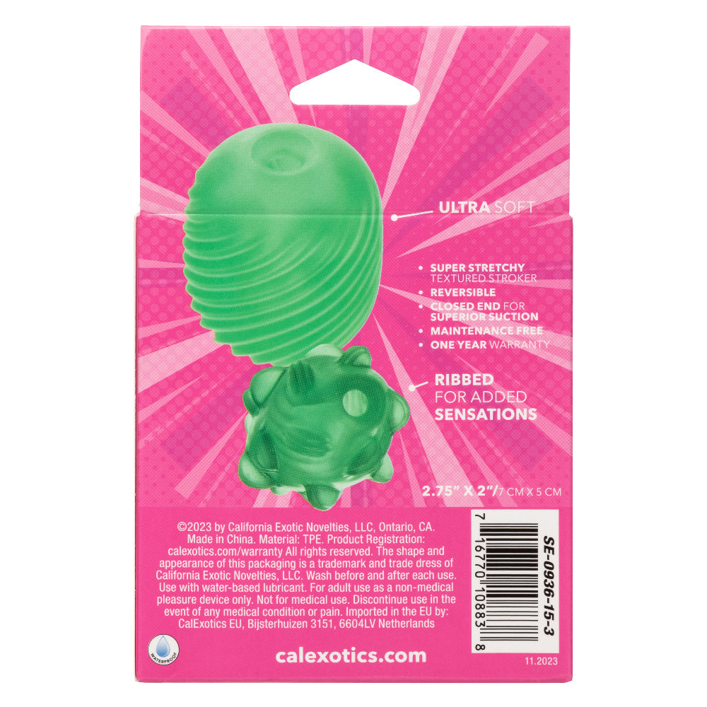 Pop Sock Textured Reversible Masturbator Soft Tight Stretchy Green Strokers - Cup|Egg