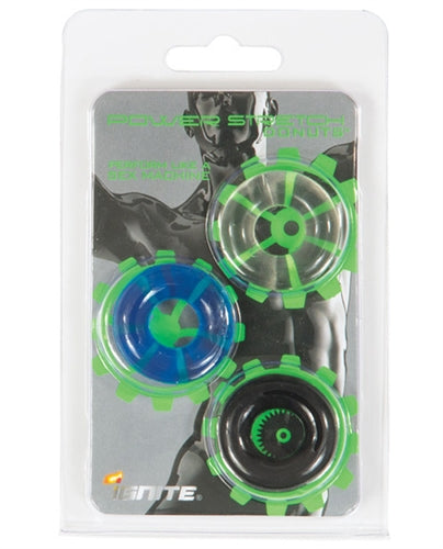 Power Stretch Donuts 3 Pc Multi Colour Cock Ring Set Secondary image