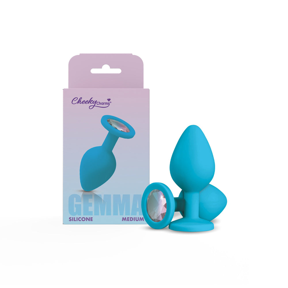 Gemma 3.16 Inch Clear Iridescent Teal Silicone Plug – Medium Anal Plug > Anal Range > Jewel Butt Plugs