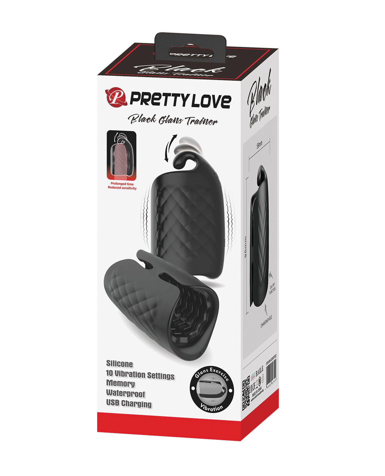 Pretty Love Black Glans Trainer Rechargeable Vibrating Toy Strokers - Auto