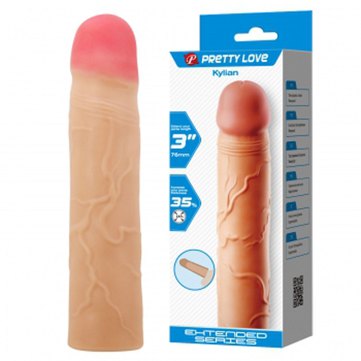 Kylian 7.1 Inch Penis Extender Sleeve – Ultra Realistic Textured Penis Extender > Sex Toys For Men > Penis Sleeves