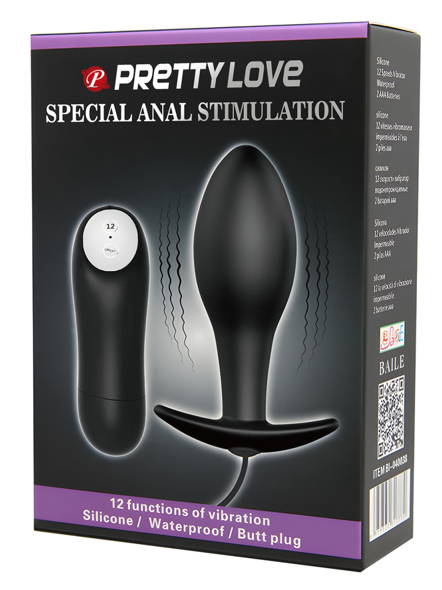 Pretty Love Bulb – Vibrating Body Safe Silicone Butt Plug Black > Anal Range > Vibrating Butt Plugs