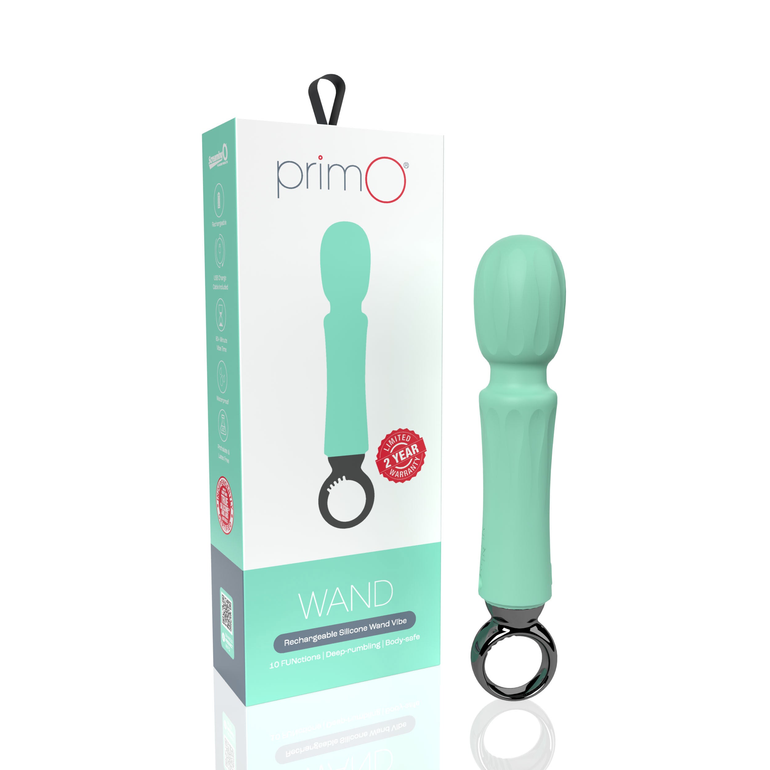 Primo Wand Rechargeable Vibe by Screaming O in Kiwi Color Vibrators