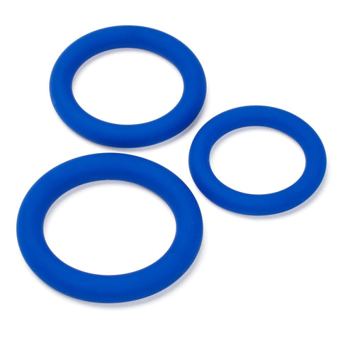 Pro Sensual Silicone Cock Ring Set 3 Pack Blue Sex Toy COCK RING Set