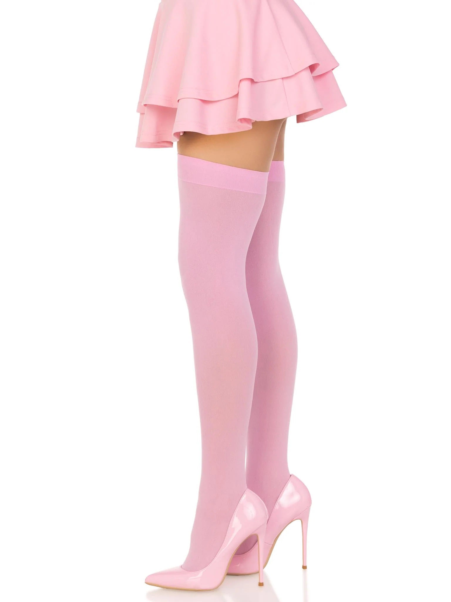 Leg Avenue Pink Opaque Nylon Thigh High Stockings One Size > Clothes > Hosiery > Stockings