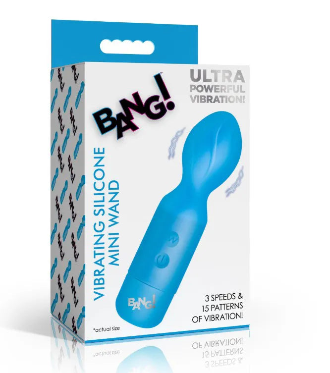 Bang! Silicone Mini Wand Rechargeable 18 Function Vibrator Blue > Sex Toys > Mini Massagers