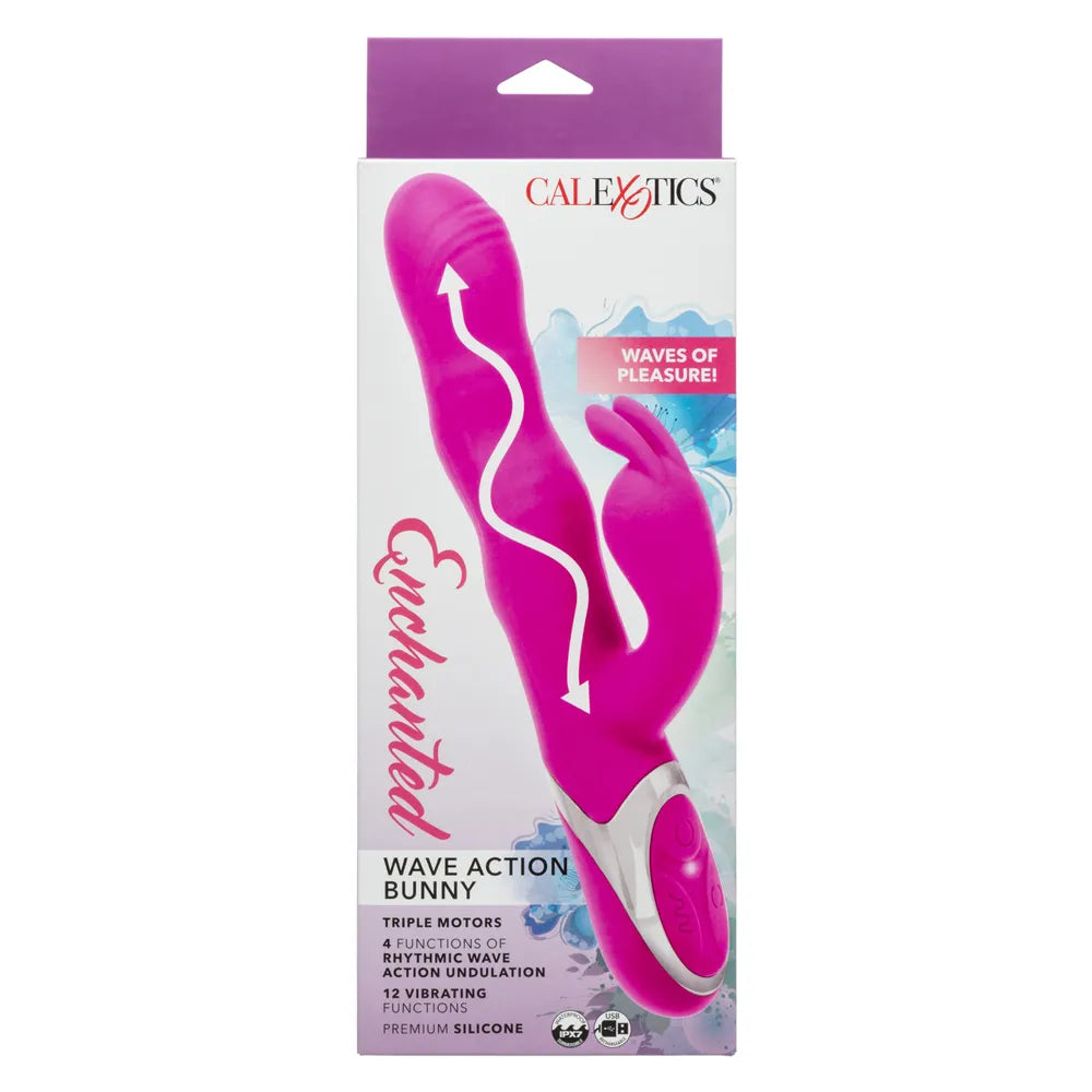 Enchanted Wave Action Bunny Pink 9.75 Inch Dual Motor Silicone Rabbit Vibrator > Vibrators > Ladies > Rabbit