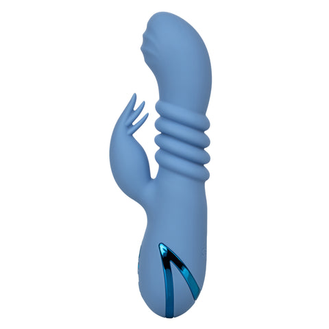 California Dreaming Santa Cruz Blue Coaster Massager with Triple Flickering Teaser and USB Rechargeable Waterproof Design VIBRATORS-RABBIT