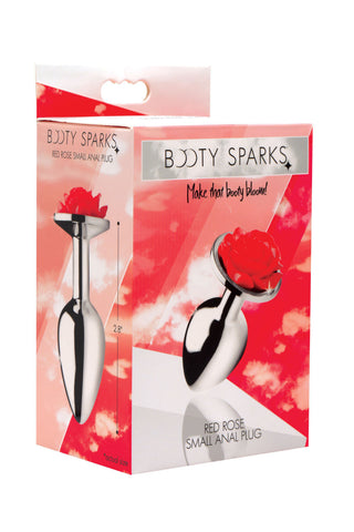 Red Rose Small Anal Plug with Smooth Metal Finish for Adults