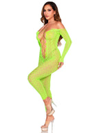 Python Net Crotchless Footless Lingerie Bodysuit Black O/S > Clothes > Bodies and Playsuits