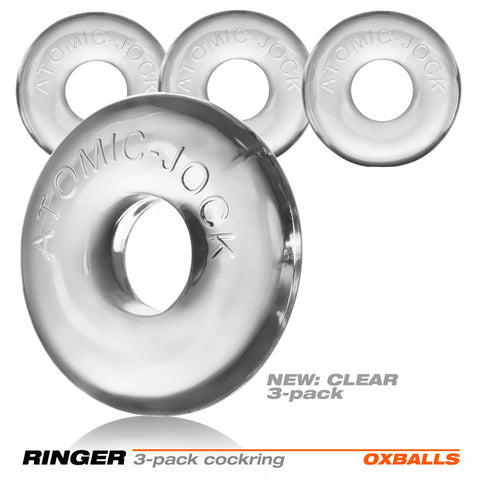 OXBALLS RINGER 3-pack of DO-NUT-1 cockrings CLEAR COCK RING Set