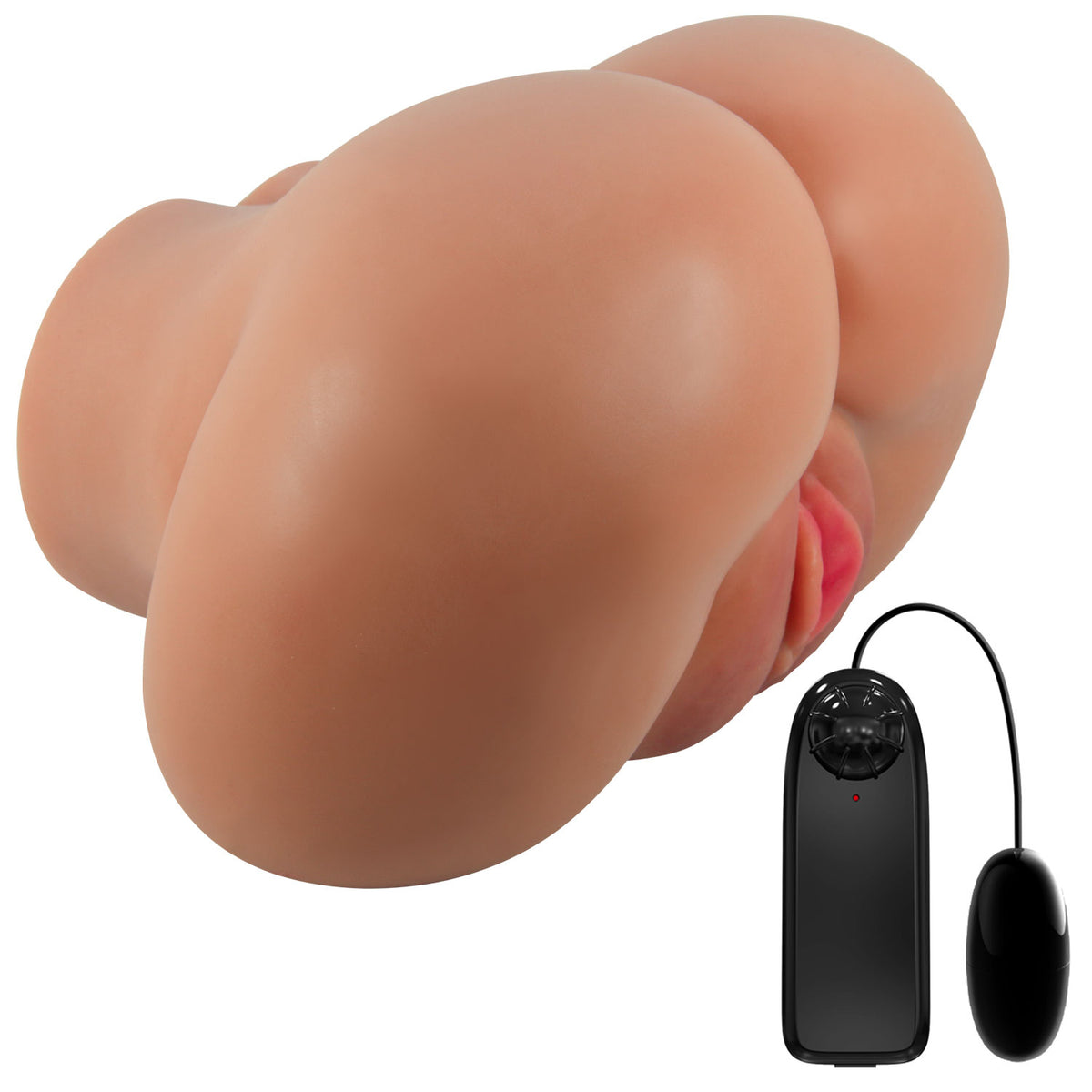 Luna Realistic Dual-Entry Vibrating Masturbator Tan > Sex Toys For Men > Assbators