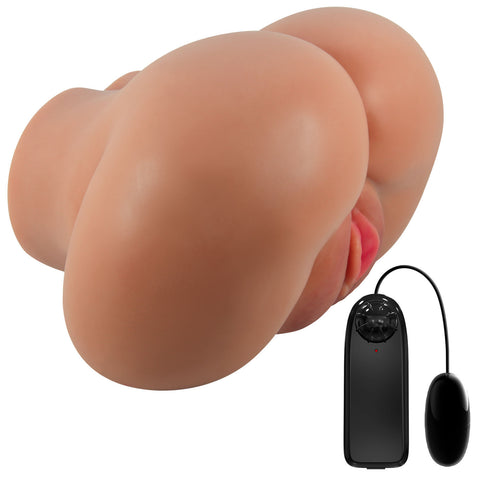 Luna Realistic Dual-Entry Vibrating Masturbator for Adults Tan Assturbators