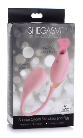 Shegasm Tandem Plus Silicone Suction Clit and G-Spot Vibrator Suction Stimulator